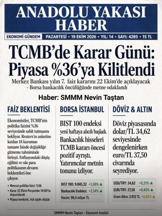 NEVİN TAŞTAN:MERKEZ BANKASI’NDA KARAR GÜNÜ: FAİZ %36’YA MI İNİYOR? BORSA NE OLACAK?